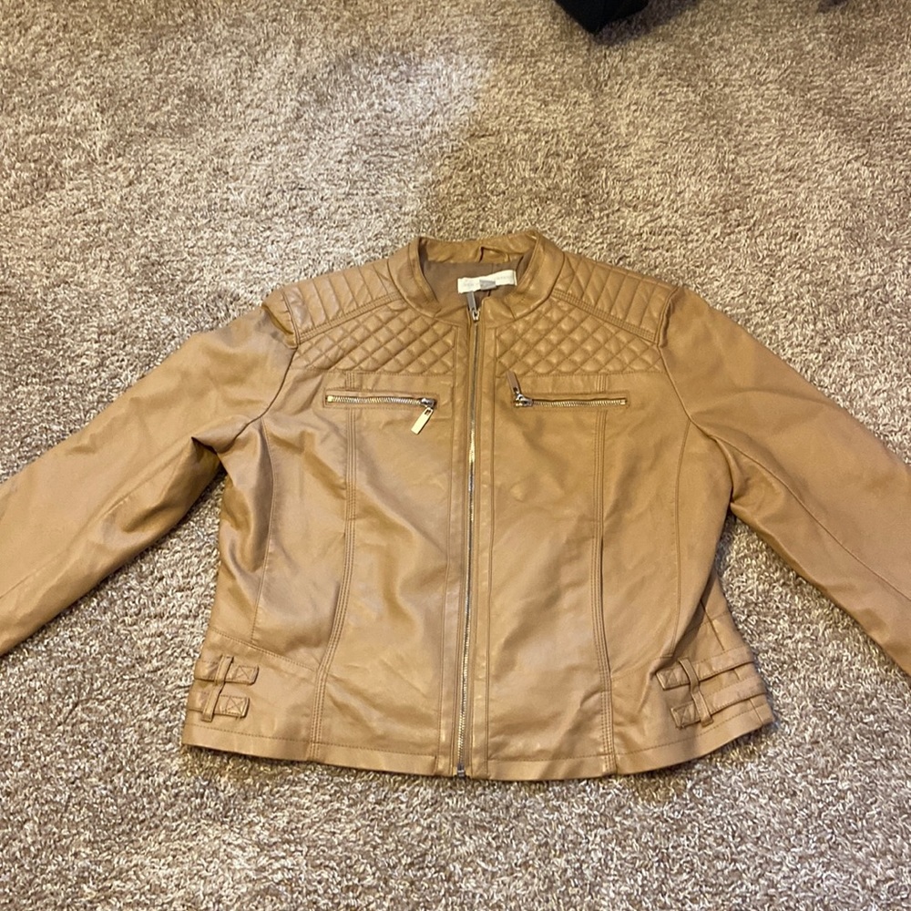 Tan leather Moto jacket